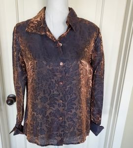 Liz Claiborne Metallic Button Down Shirt